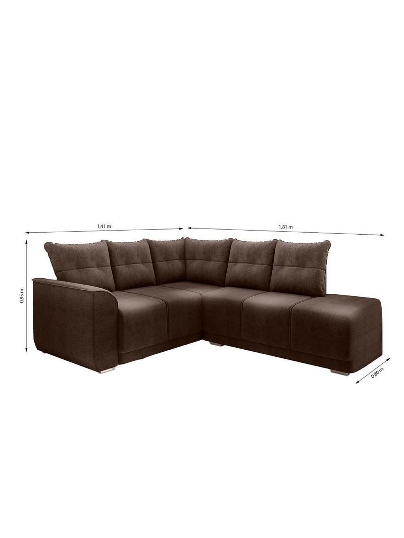 Sofá De Canto Marrocos Marrom Suede Liso Marrom