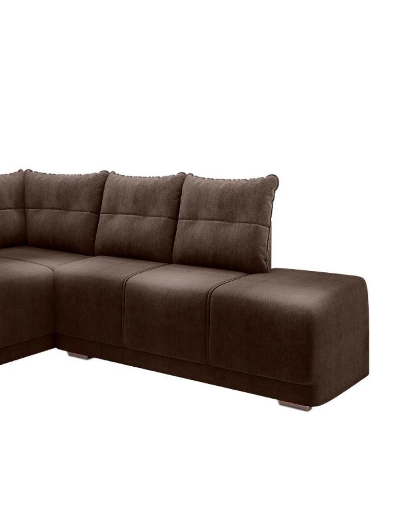 Sofá De Canto Marrocos Marrom Suede Liso Marrom