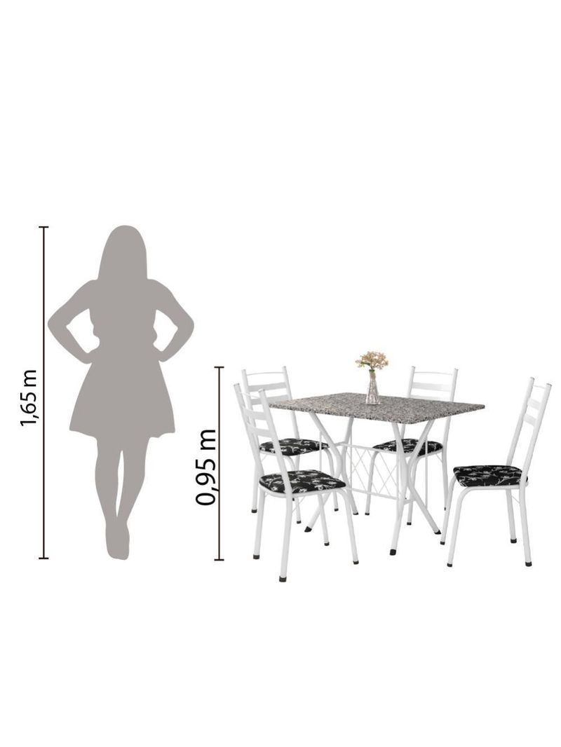 Conjunto De Mesa Itália New Com 4 Cadeiras 1,00m Artefamol