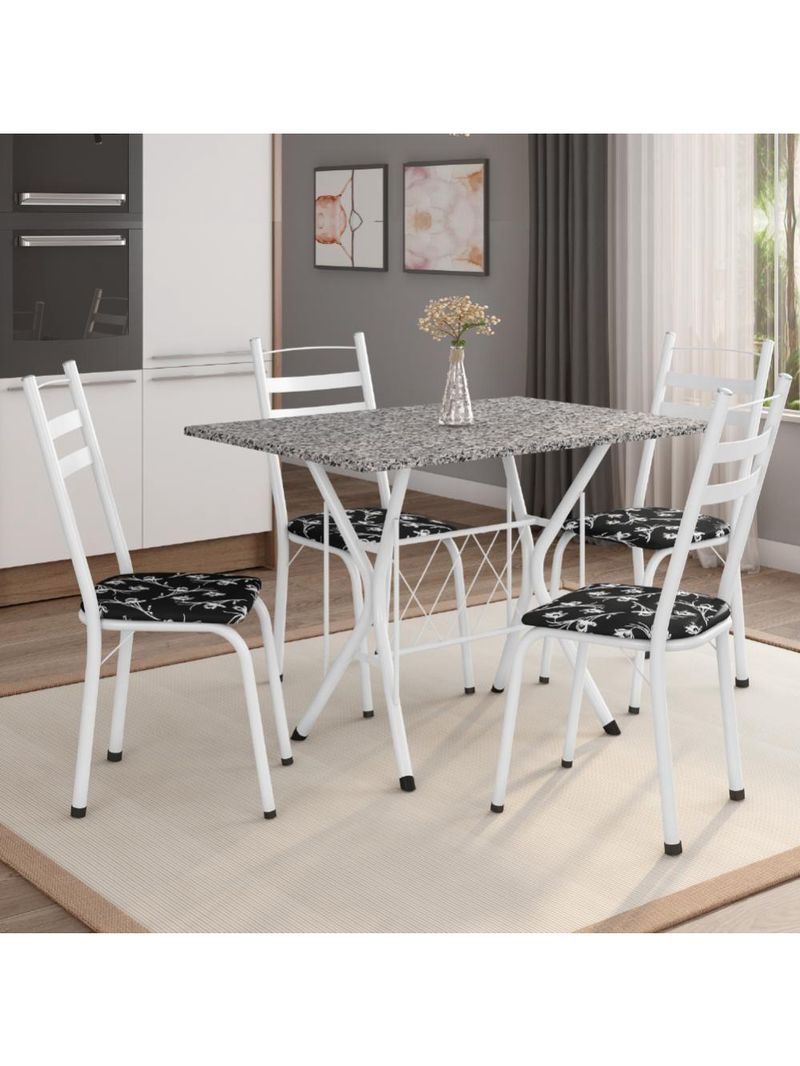 Conjunto De Mesa Itália New Com 4 Cadeiras 1,00m Artefamol