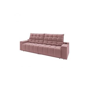 Sofá Connect Premium 2,00m Assento Retrátil-reclinável Com Porta Copos E Entrada Usb Suede Nude