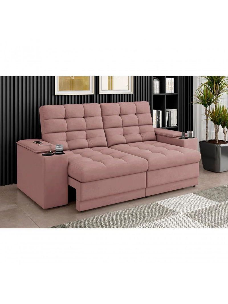 Sofá Confort Premium 1,70m Assento Retrátil/reclinável Nude
