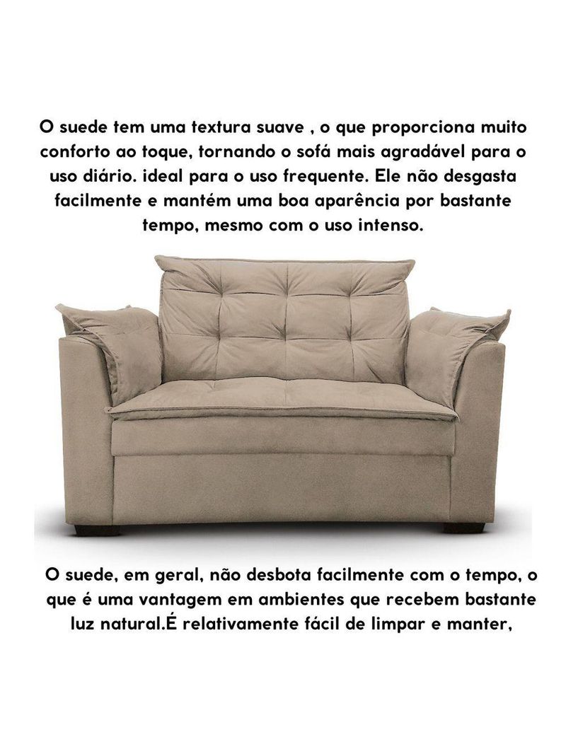 Sofá 2 Lugares Para Sala Moderno Confortável Andreia Suede Bege