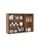 Armário Aéreo Milla Com Portas De Vidro E Nogueira Cinza 120cm Carraro