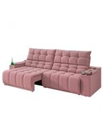 Sofá Connect Premium 2,30m Assento Retrátil-reclinável Com Porta Copos E Entrada Usb Suede Nude