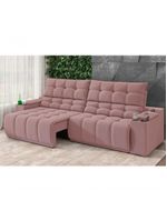 Sofá Connect Premium 2,30m Assento Retrátil-reclinável Com Porta Copos E Entrada Usb Suede Nude