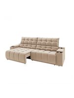 Sofá Connect Premium 2,30m Assento Retrátil-reclinável Com Porta Copos E Entrada Usb Suede Capuccino