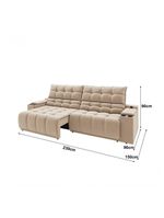 Sofá Connect Premium 2,30m Assento Retrátil-reclinável Com Porta Copos E Entrada Usb Suede Capuccino