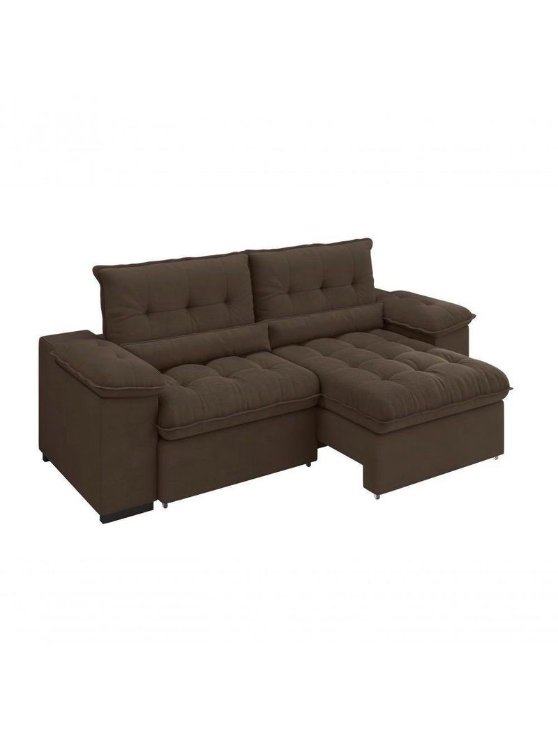 Sofá Arezzo Retrátil/reclinável 4lugares Suede Marrom 2,15m - Xflex