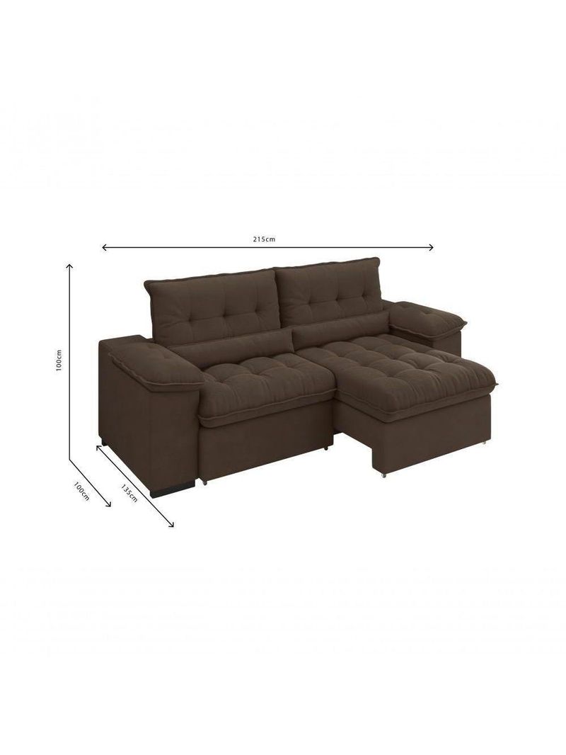 Sofá Arezzo Retrátil/reclinável 4lugares Suede Marrom 2,15m - Xflex