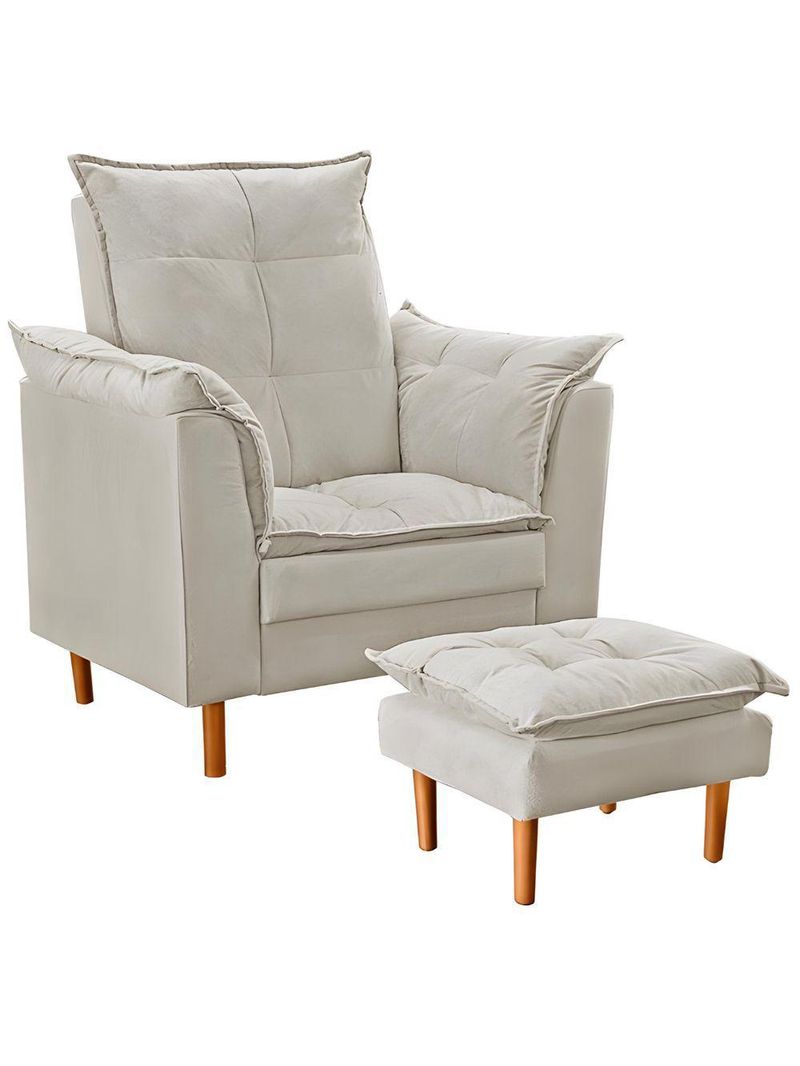 Poltrona Decorativa Sala De Estar Quarto Leitura Ibiza Suede Cor:bege