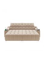 Sofá Connect Premium 2,00m Assento Retrátil-reclinável Com Porta Copos E Entrada Usb Suede Capuccino