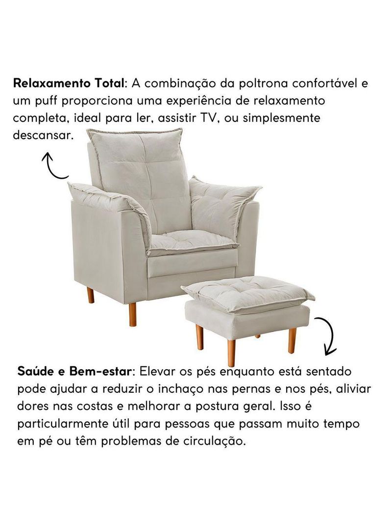 Poltrona Decorativa Sala De Estar Quarto Leitura Ibiza Suede Cor:bege