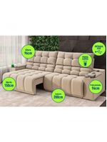 Sofá Connect Premium 2,00m Assento Retrátil-reclinável Com Porta Copos E Entrada Usb Suede Capuccino