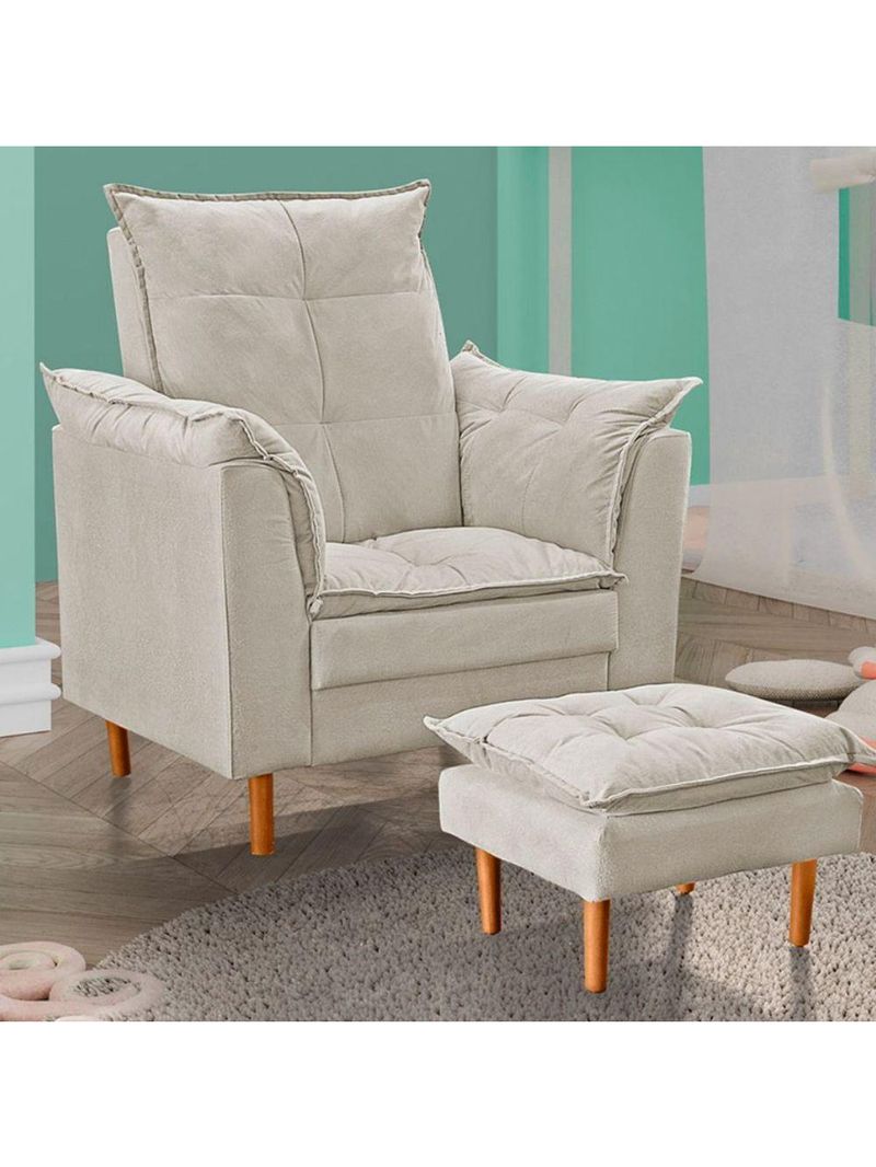 Poltrona Decorativa Sala De Estar Quarto Leitura Ibiza Suede Cor:bege