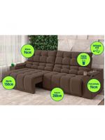 Sofá Connect Premium 2,00m Assento Retrátil-reclinável Com Porta Copos E Entrada Usb Suede Marrom