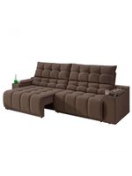 Sofá Connect Premium 2,00m Assento Retrátil-reclinável Com Porta Copos E Entrada Usb Suede Marrom