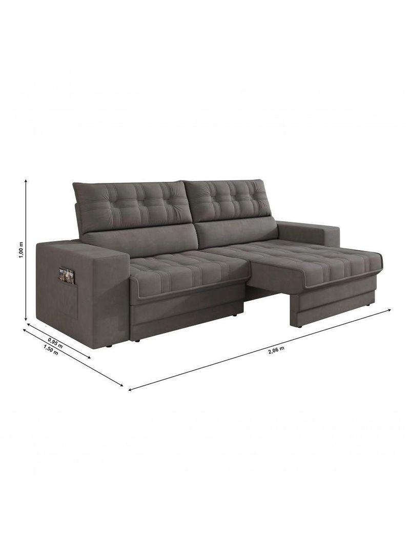 Sofá Oscar Plus 2,06m Retrátil/reclinável Suede Cinza  Xflex