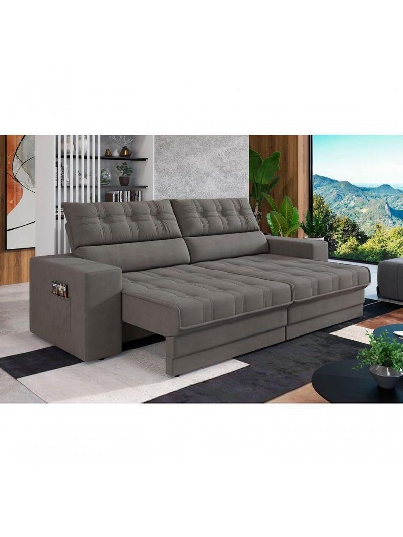 Sofá Oscar Plus 2,06m Retrátil/reclinável Suede Cinza  Xflex