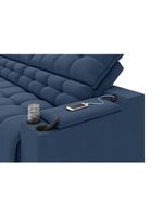 Sofá Connect Premium 2,00m Assento Retrátil-reclinável Com Porta Copos E Entrada Usb Suede Azul