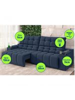 Sofá Connect Premium 2,00m Assento Retrátil-reclinável Com Porta Copos E Entrada Usb Suede Azul