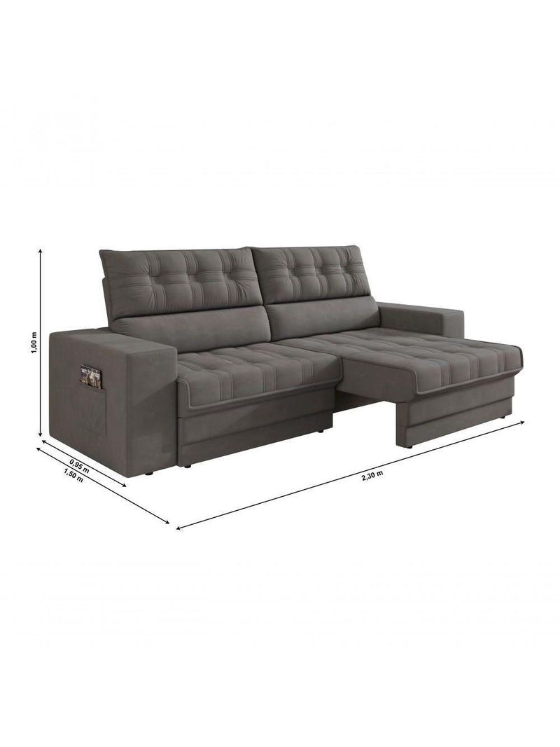 Sofá Omega Plus 2,30m Retrátil/reclinável Suede Cinza - Xflex