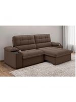 Sofá Stylus 2,10m Retrátil-reclinável Com Porta Copos E Cooler Suede Marrom - Xflex Sofás