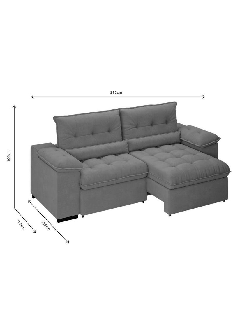 Sofá Arezzo Retrátil/reclinável 4 Lugares Suede Cinza 2,15m - Xflex Sofás