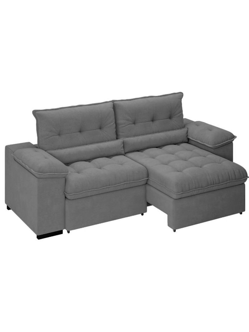 Sofá Arezzo Retrátil/reclinável 4 Lugares Suede Cinza 2,15m - Xflex Sofás