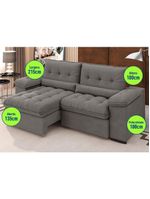 Sofá Arezzo Retrátil/reclinável 4 Lugares Suede Cinza 2,15m - Xflex Sofás