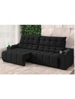 Sofá Connect Premium 2,30m Assento Retrátil-reclinável Com Porta Copos E Entrada Usb Suede Preto