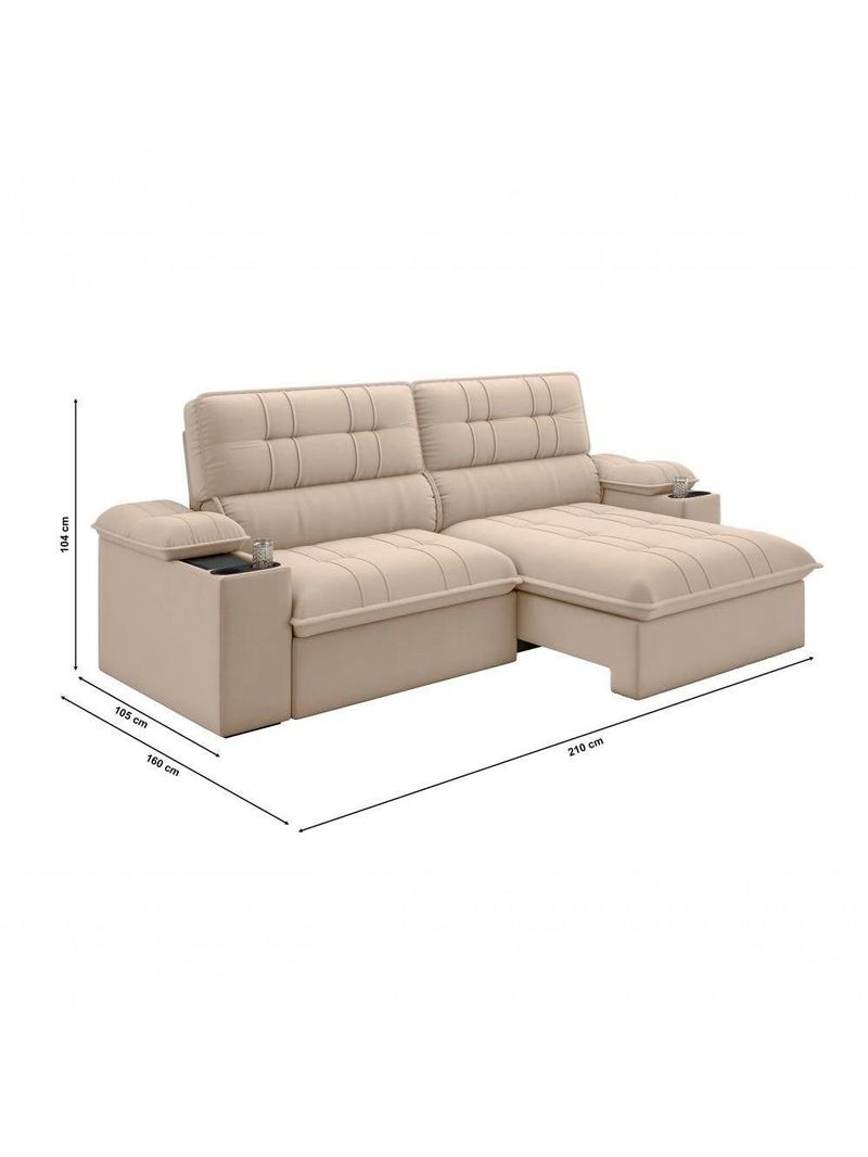 Sofá Stylus 2,10m Retrátil-reclinável Com Porta Copos E Cooler Suede Capuccino - Xflex Sofás
