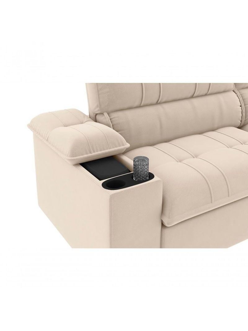 Sofá Stylus 2,10m Retrátil-reclinável Com Porta Copos E Cooler Suede Capuccino - Xflex Sofás