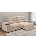 Sofá Stylus 2,10m Retrátil-reclinável Com Porta Copos E Cooler Suede Capuccino - Xflex Sofás