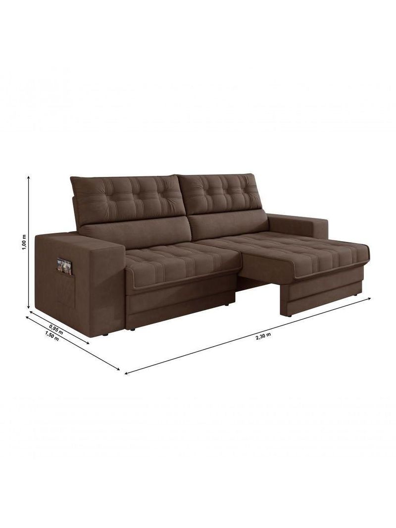 Sofá Omega Plus 2,30m Retrátil/reclinável Suede Marrom - Xflex