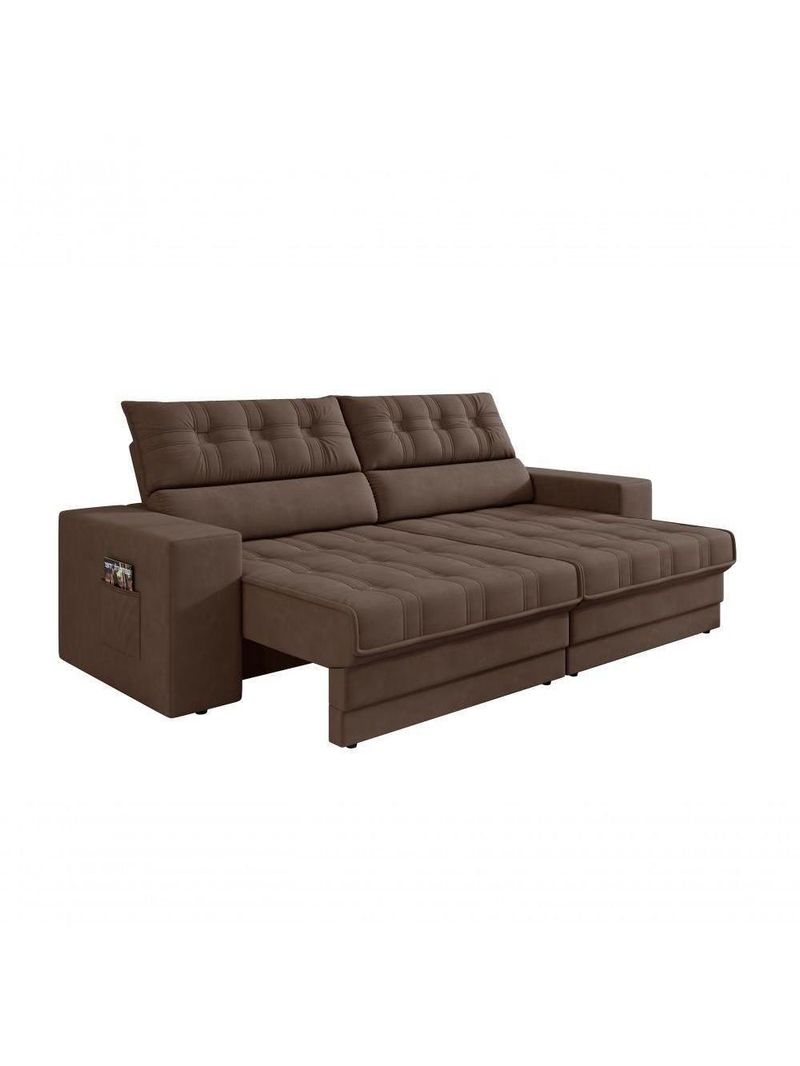 Sofá Omega Plus 2,30m Retrátil/reclinável Suede Marrom - Xflex
