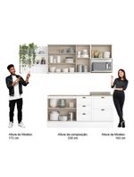 Cozinha Completa Milla Pro 100% MDF Armário e Balcão Branco Carraro