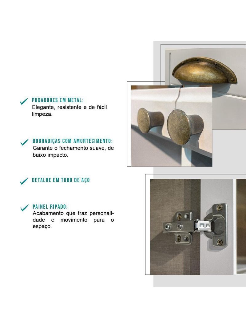 Cozinha Completa Milla Pro 100% MDF Armário e Balcão Branco Carraro