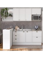 Cozinha Completa Milla Pro 100% MDF Armário e Balcão Branco Carraro