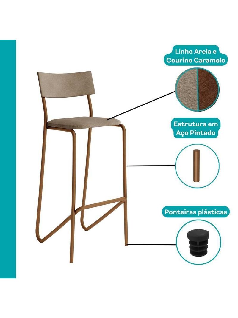 Conjunto Ilha de Cozinha Milla e Banquetas Carraro Branco Rosê