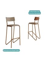 Conjunto Ilha de Cozinha Milla e Banquetas Carraro Branco Rosê