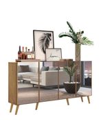 Aparador Buffet 4 Portas com Espelho e Pés Rustic/natural