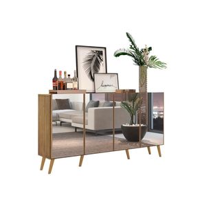 Aparador Buffet 4 Portas com Espelho e Pés Rustic/natural