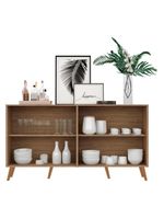 Aparador Buffet 4 Portas com Espelho e Pés Rustic/natural