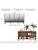 Aparador Buffet 4 Portas com Espelho e Pés Rustic/natural