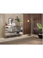 Aparador Buffet 4 Portas com Espelho e Pés Rustic/natural