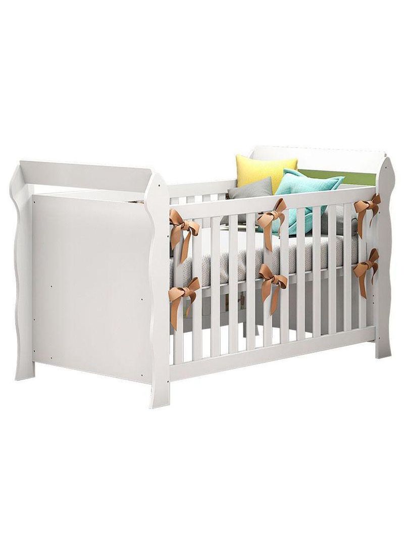 Berço Americano Lara Com Colchão Gazin E Guarda Roupa Ternura Baby 3 Portas Branco Brilho Flex - Incorplac