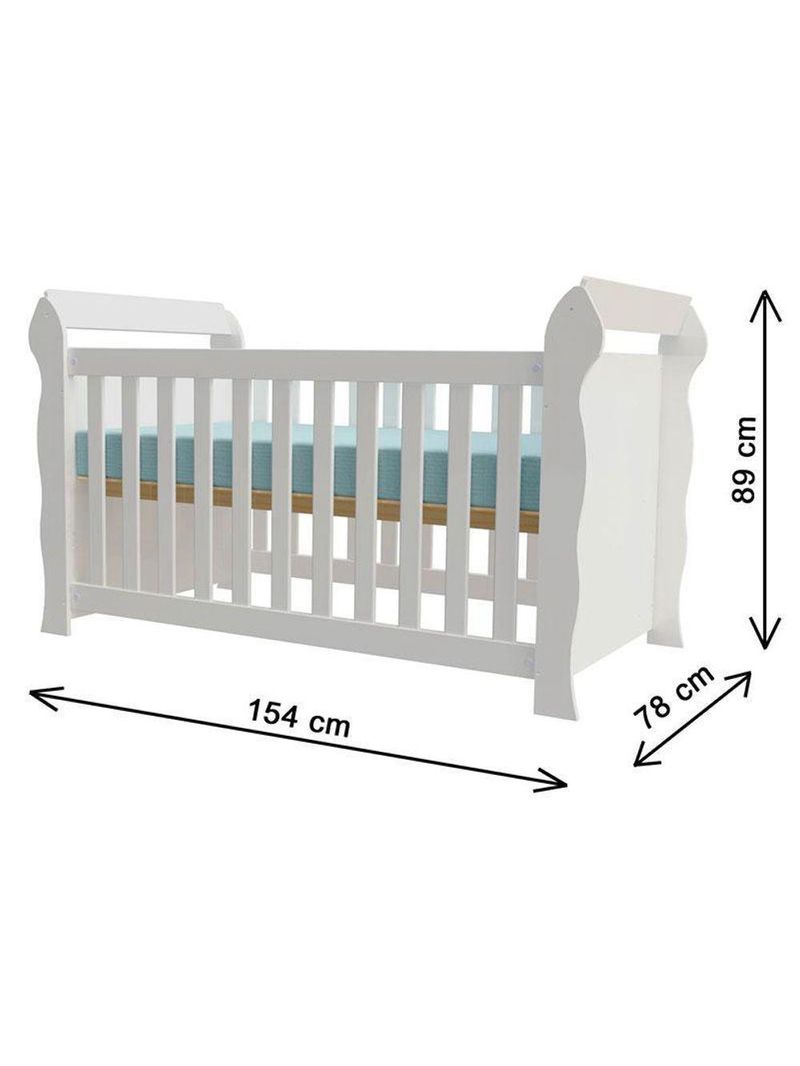 Berço Americano Lara Com Colchão Gazin E Guarda Roupa Ternura Baby 3 Portas Branco Brilho Flex - Incorplac