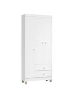 Quarto De Bebê 3 Portas Com Gaveteiro Ternura Baby E Berço Mirelle Branco Brilho Com Colchão - Incorplac