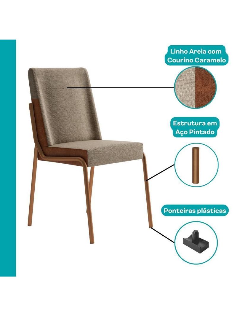 Conjunto Sala De Jantar 4 Cadeiras Verona Carraro Freijó Areia Rosê